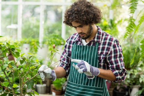 Gardener working in a Shoreditch terrace garden