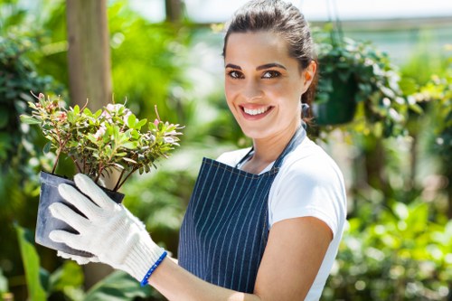Manager reviewing gardening work